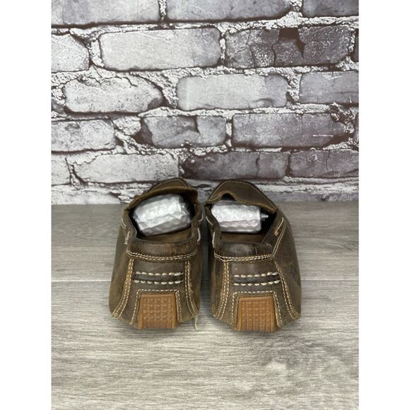 Timberland Brown Nubuck Leather Moc Slip On Loafers Driving Shoes Men Sz 8.5M US - Picture 5 of 16